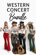 Western Country Roads Concert Bundle – Flare Jeans + Western Tee Outfit
