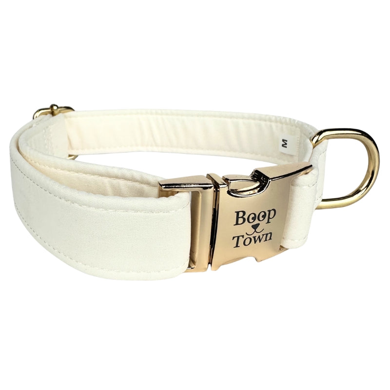 Boop Town Cotton Dog Collar – Adjustable Soft Collar with Gold Hardware