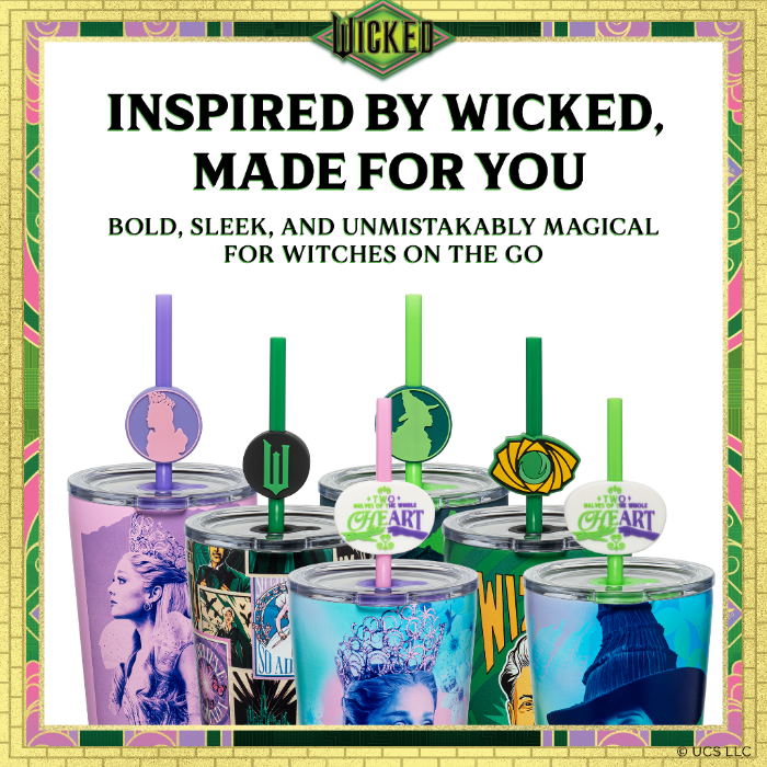 WICKED 16-ounce blind box stainless steel tumbler with lid, straws, and decorative topper, available in one of six randomly selected collectible designs including a secret edition.