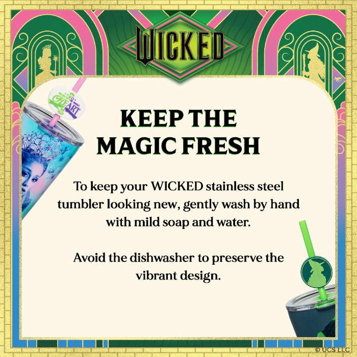 WICKED 16-ounce blind box stainless steel tumbler with lid, straws, and decorative topper, available in one of six randomly selected collectible designs including a secret edition.