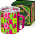 Officially licensed Wicked pink 12 oz stainless steel insulated camp mug with sip-through lid and gift-ready packaging.