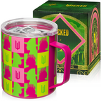 Officially licensed Wicked pink 12 oz stainless steel insulated camp mug with sip-through lid and gift-ready packaging.