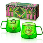 Set of two WICKED-inspired 8-ounce crystal-clear glass Ozpresso coffee cups with a whimsical, spellbinding finish.