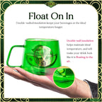 Set of two WICKED-inspired 8-ounce crystal-clear glass Ozpresso coffee cups with a whimsical, spellbinding finish.