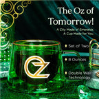 Set of two WICKED-inspired 8-ounce crystal-clear glass Ozpresso coffee cups with a whimsical, spellbinding finish.