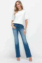 bytos High-Rise Distressed Jeans – Vintage Wash Stretch Denim for Women
