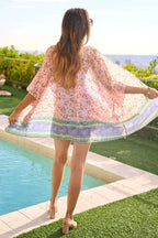 Davi and Dani floral kimono cover up with open front and lightweight flowy silhouette