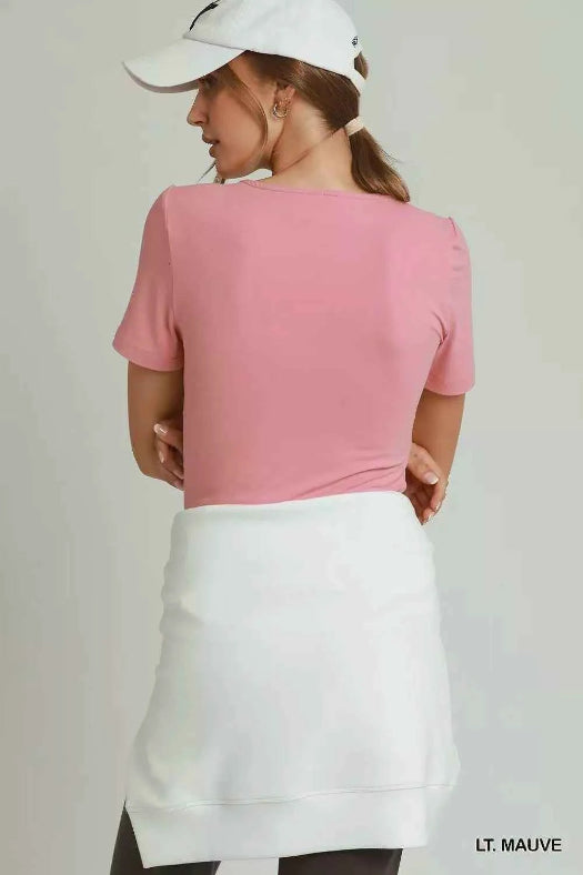 Umgee Sweetheart Neckline Front Double-Lined Top