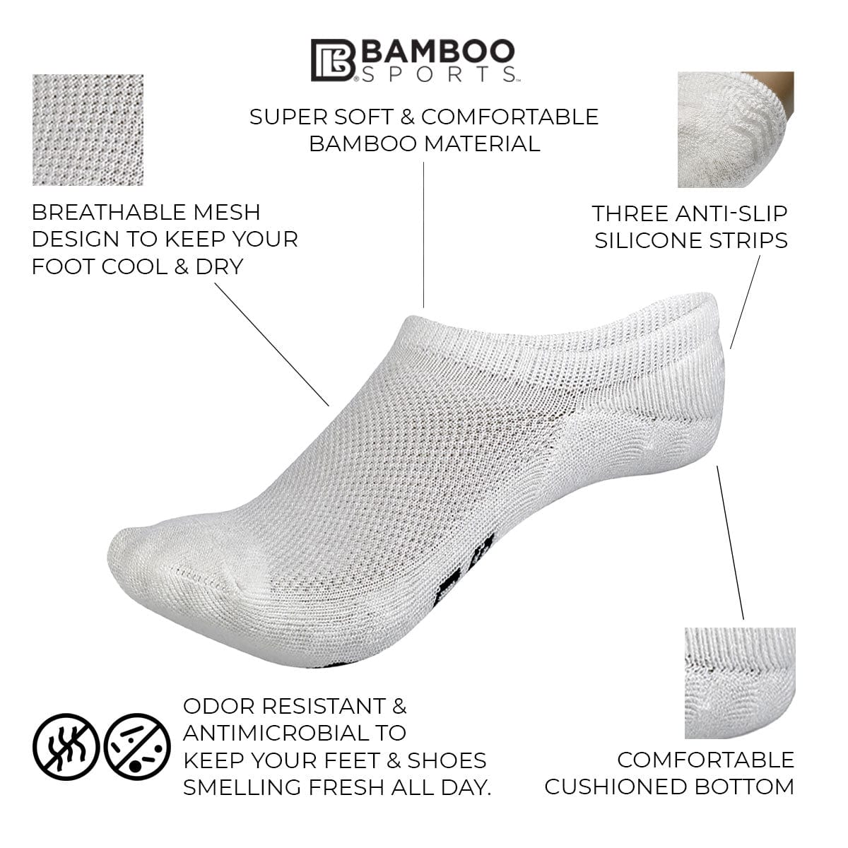 Bamboo Rayon Invisible No Show Socks
