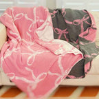 Bow Scalloped Cozy Blanket – Soft Scalloped Bow Throw