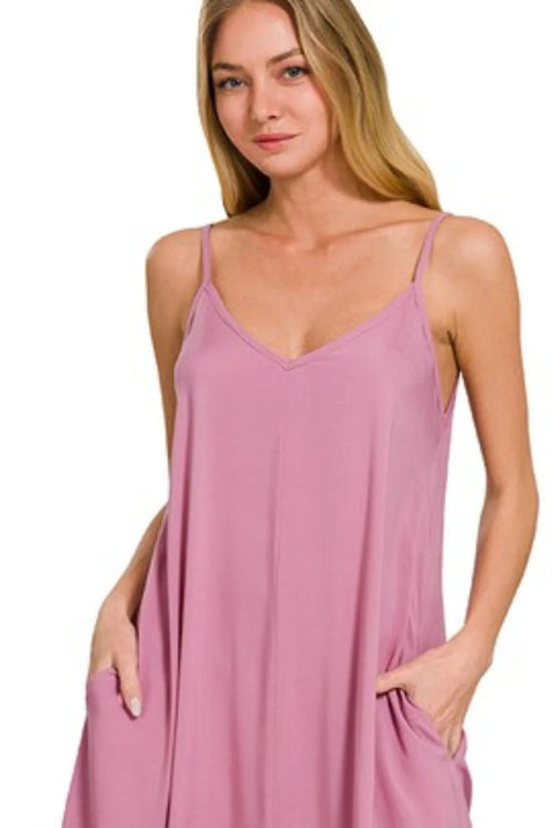 Light Rose Arc Hem Cami Dress