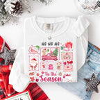 Comfort Colors Ho Ho Ho ’Tis The Season long sleeve Christmas shirt featuring a festive holiday graphic on a relaxed garment-dyed 100% cotton tee in White
