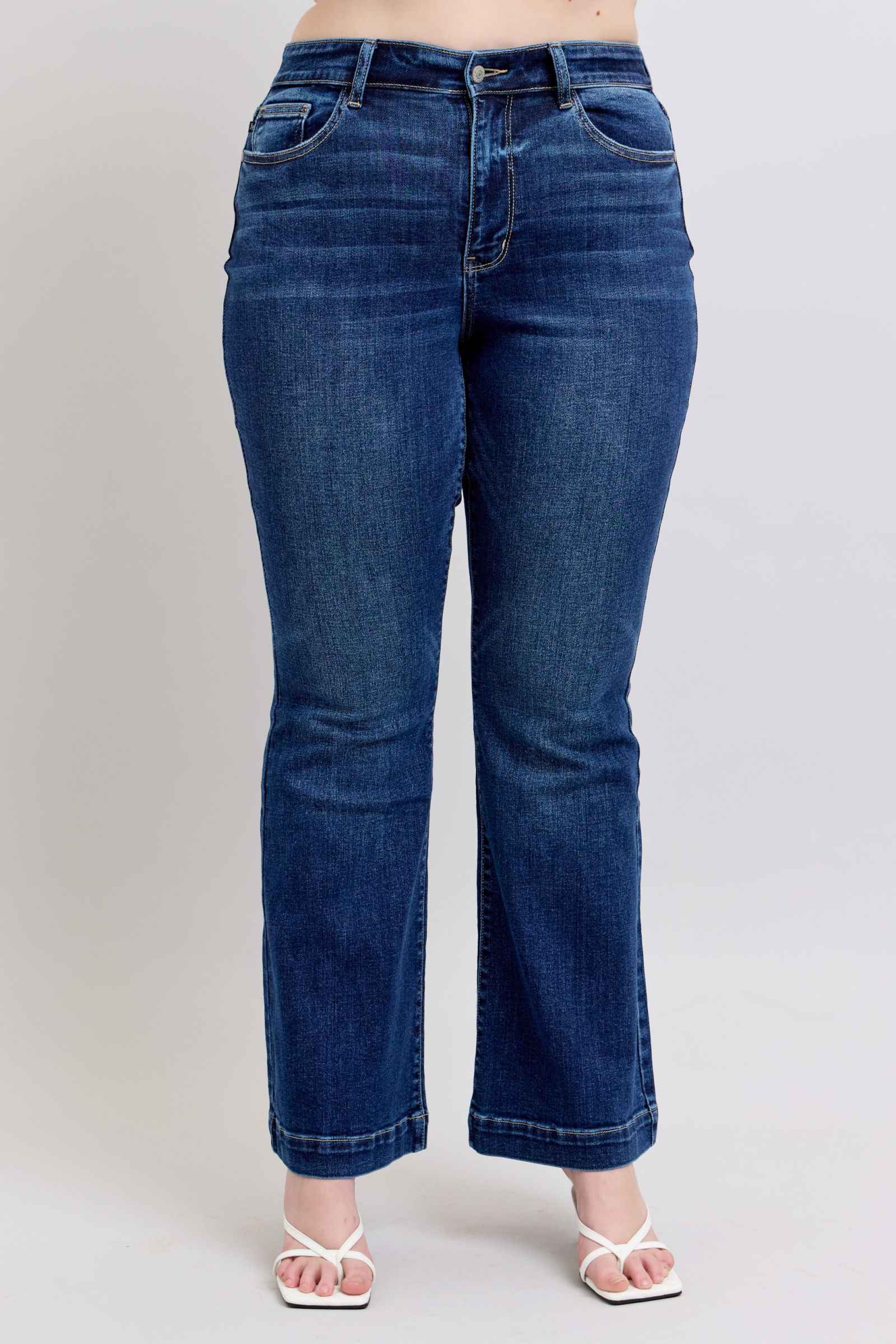 Jacqueline Judy Blue Flare Jeans – High Rise Stretch Denim