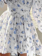 Sarina Lace Detail V-Neck Balloon Sleeve Dress featuring delicate lace accents, elegant balloon sleeves, a flattering V-neckline, and a flowy silhouette, perfect for weddings, bridal showers, church, and special occasions. 
