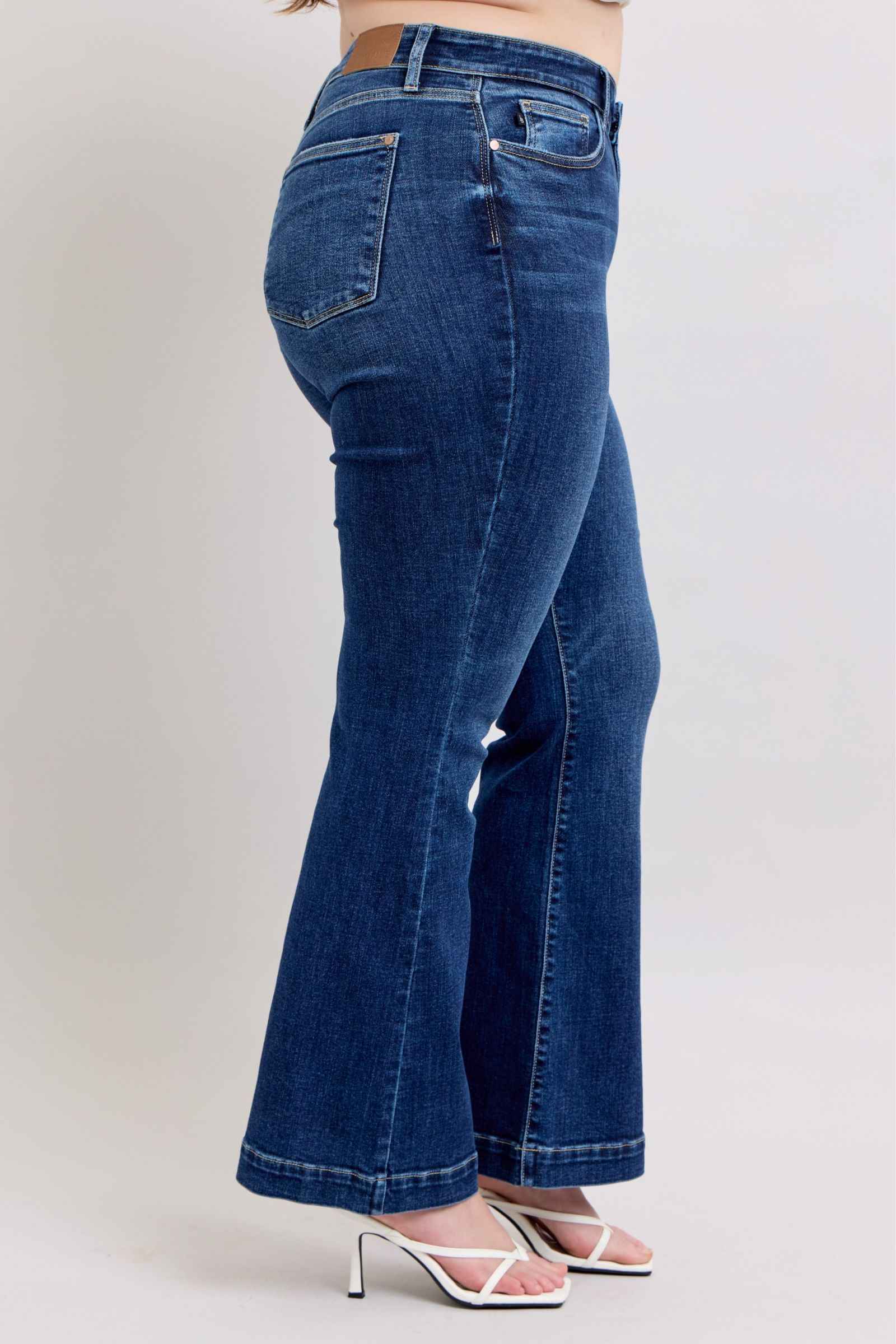 Jacqueline Judy Blue Flare Jeans – High Rise Stretch Denim