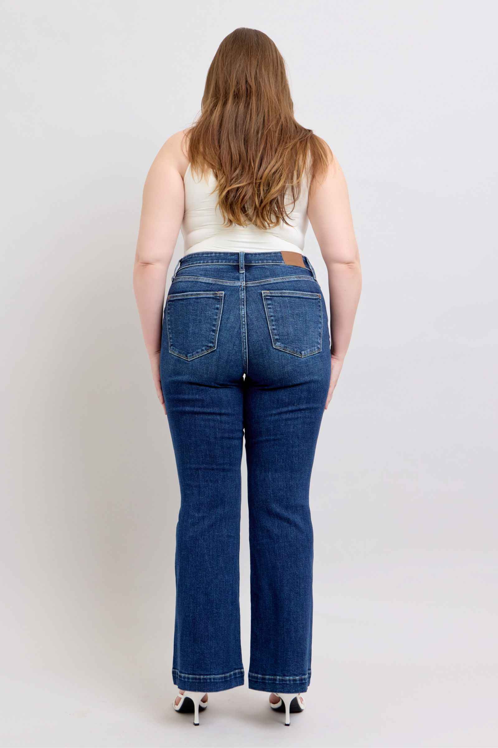 Jacqueline Judy Blue Flare Jeans – High Rise Stretch Denim
