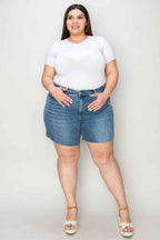 Bethany Judy Blue High Waisted Denim Shorts – Slim Fit Summer Shorts