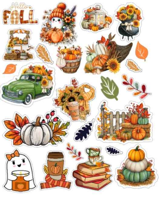 Cozy Fall Sticker Sheet – Autumn Vinyl Stickers for Journals, Tumblers & Planners