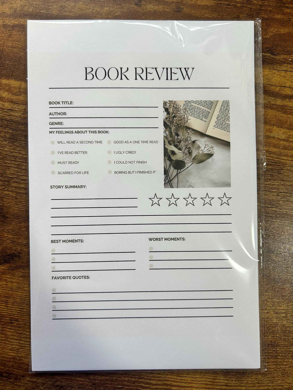Book Review Notepad (5.5" x 8.5") – Reading Journal & Book Club Gift