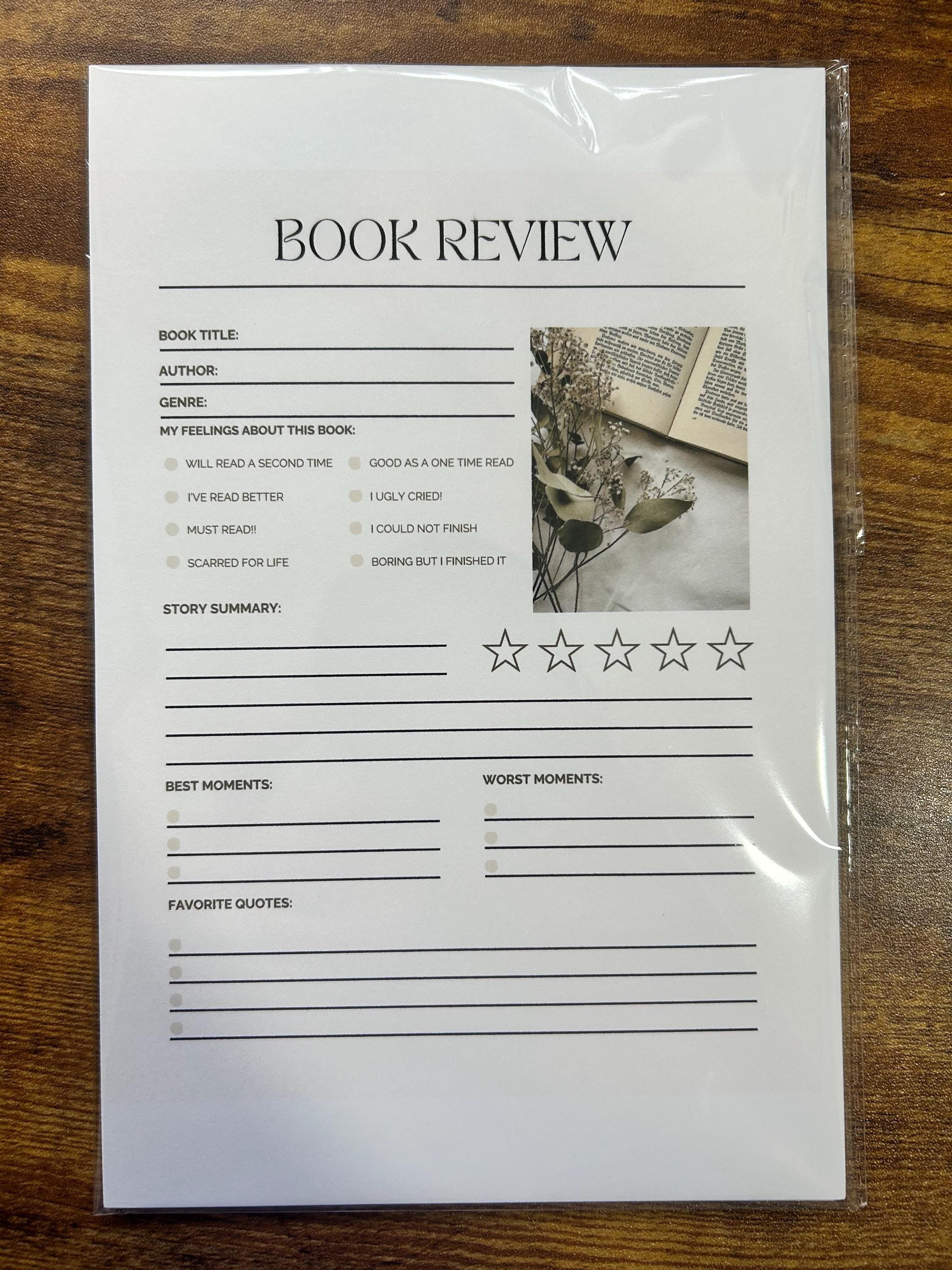 Book Review Notepad | Reading Journal, Book Club Gift (5.5x8.5)