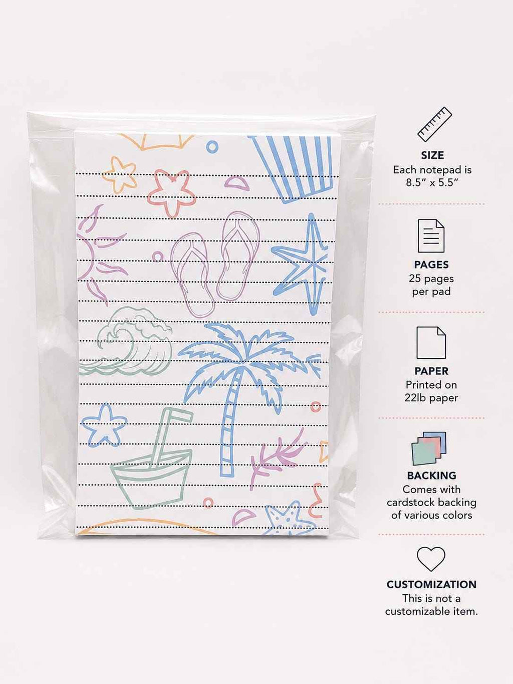 Beach Notepad | Cute Summer To Do List Pad | Shopping List Notepad | Gift for Teacher | 25 Page Notepad | Beach Lover Gift