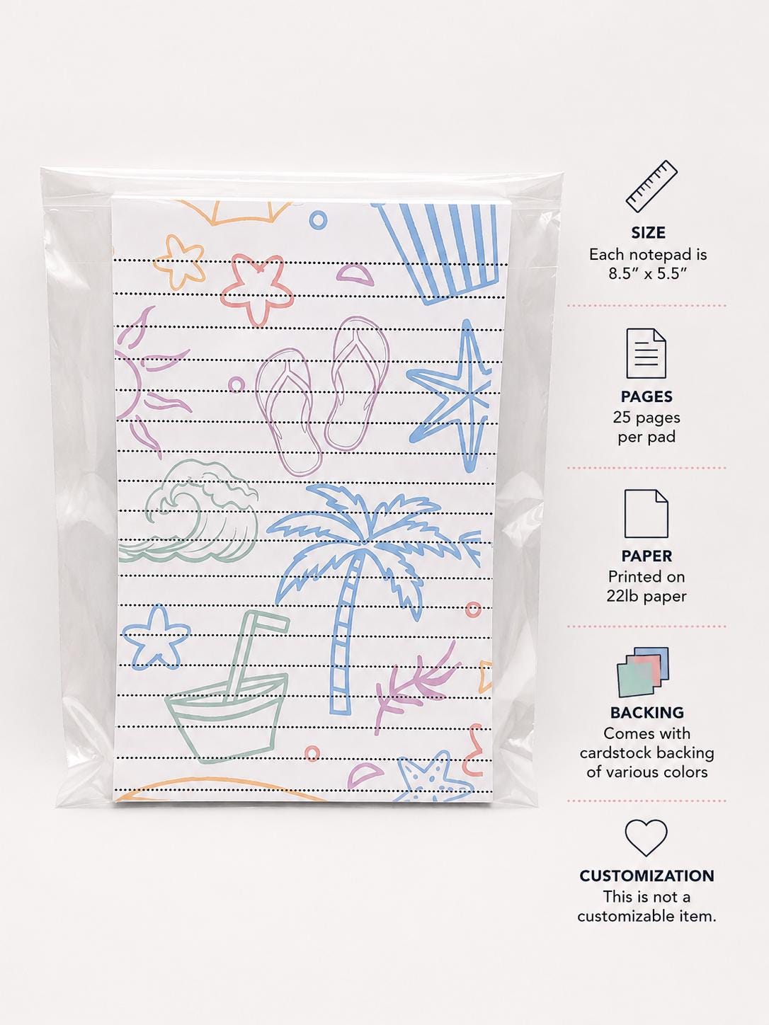 Beach Notepad | Cute Summer To Do List Pad | Shopping List Notepad | Gift for Teacher | 25 Page Notepad | Beach Lover Gift