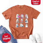 Ghost Reading Comfort Colors Shirt for Spooky Book Lovers