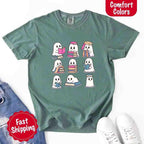 Ghost Reading Comfort Colors Shirt for Spooky Book Lovers