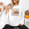 Turkey Gravy Beans & Rolls funny Thanksgiving crewneck sweatshirt featuring a holiday food-inspired graphic in a classic unisex fit in White